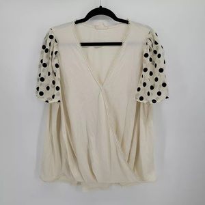 Flower & Feather Women’s faux wrap blouse